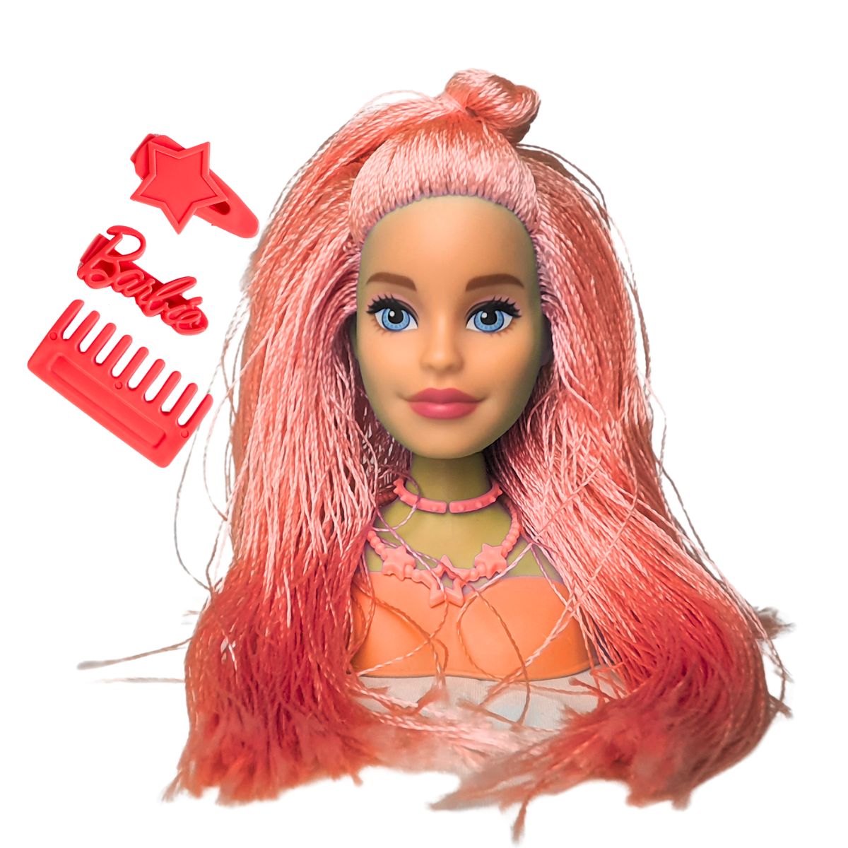 Boneca Barbie Mini Styling Head - Special Hair Cor Salmão Boneca Barbie Mini Styling Head - Special Hair Cor Salmão